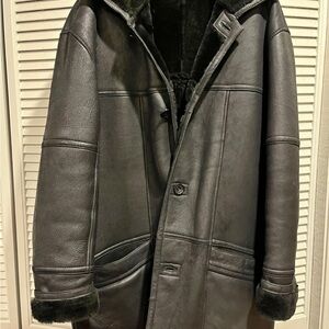 Pronto-Uomo leathers Men's Black Shearling Coat